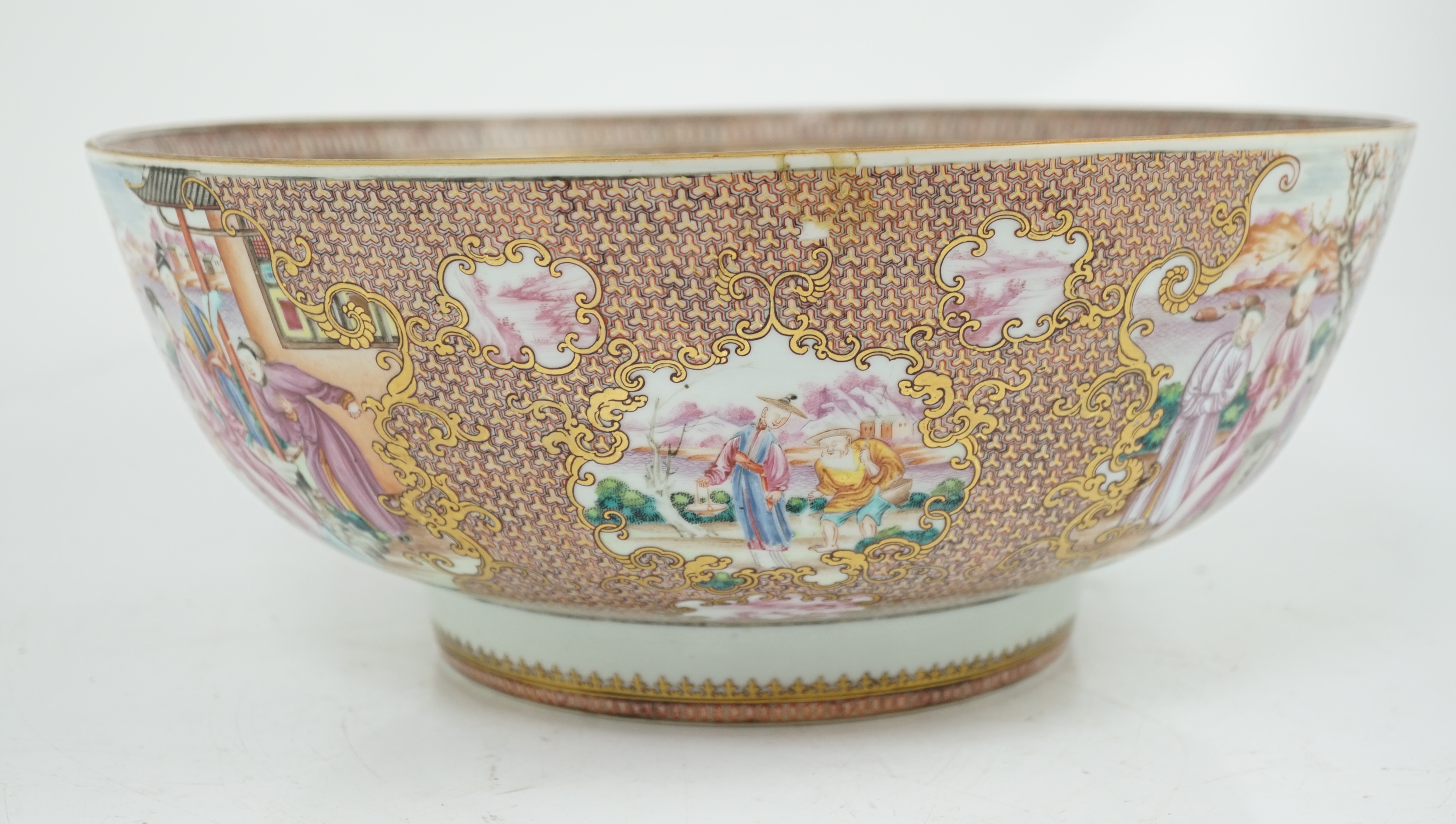 A large Chinese famille rose punch bowl, Qianlong period